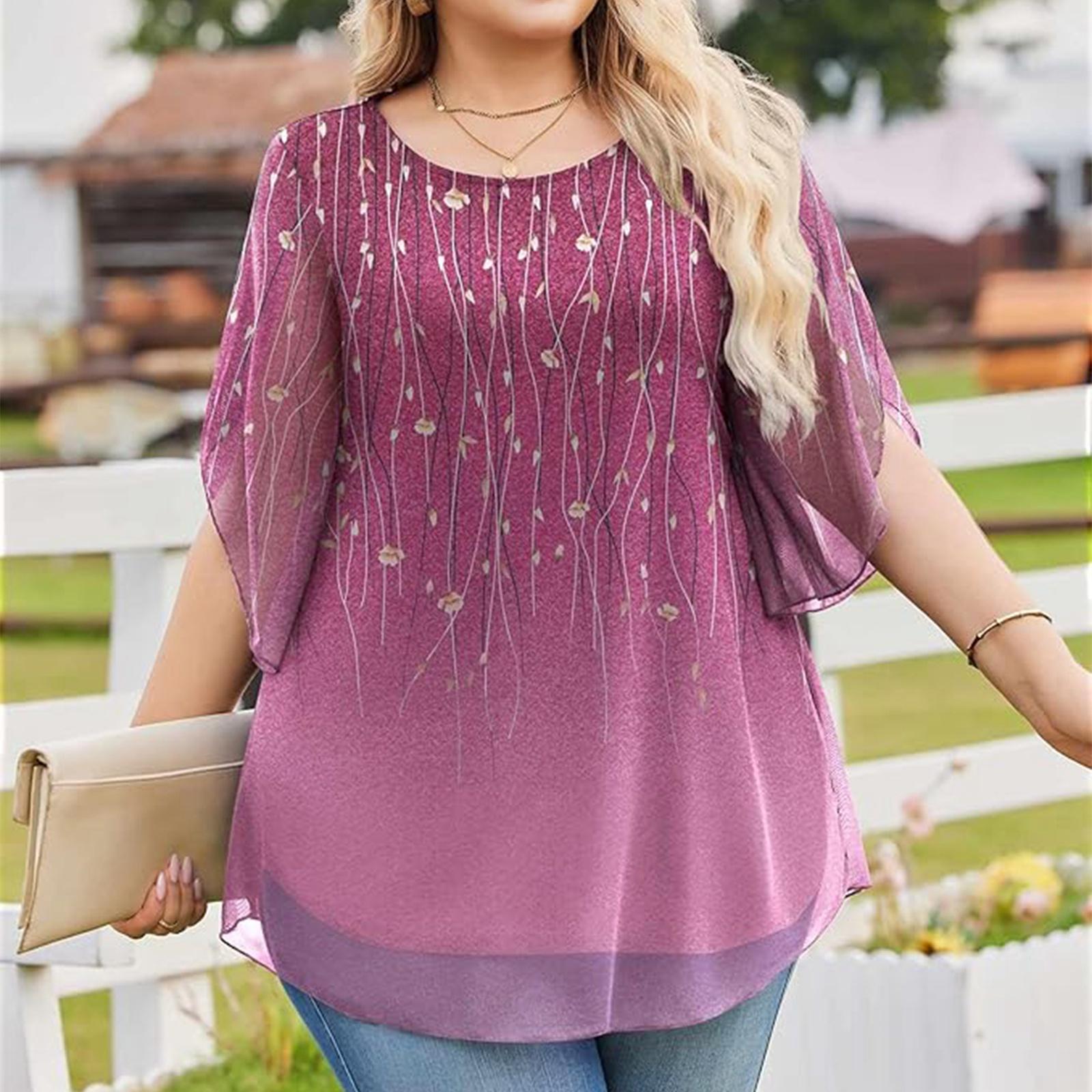 

Women s Fashionable Casual -color Top XXXXL