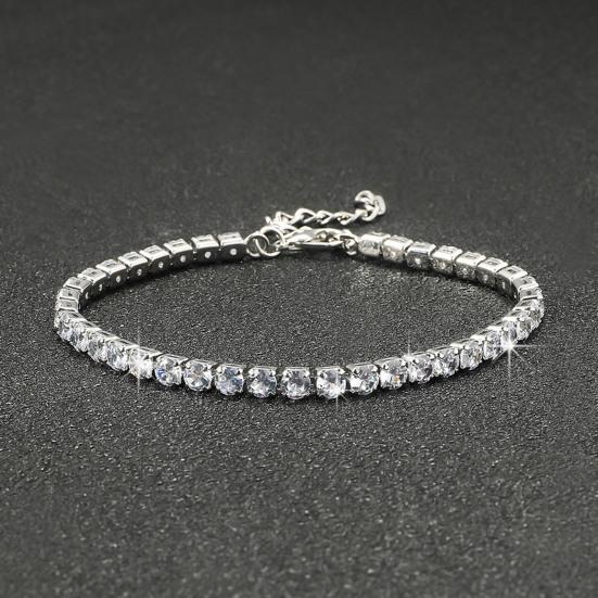 1/2Pcs Women Bracelet, Cubic Zirconia Inlaid Bracelet with Claw-Setting Technology, Adjustable Chain Wristband for Jewelry Gift