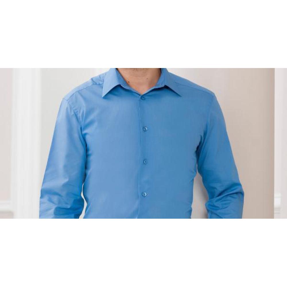 Russell Collection Mens Long Sleeve Poly-Cotton Easy Care Tailored Poplin Shirt