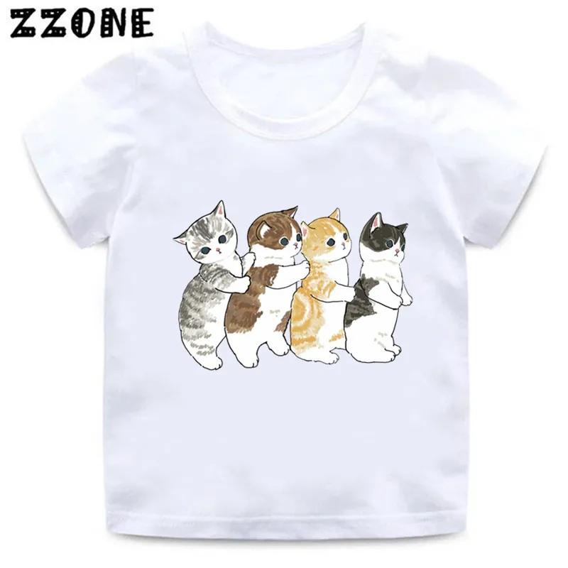Cute Cat Drawing Print Kids Cartoon Funny TShirts Harajuku Casual Kawaii Baby Boys Summer T Shirt Children Tops Girls Clothes