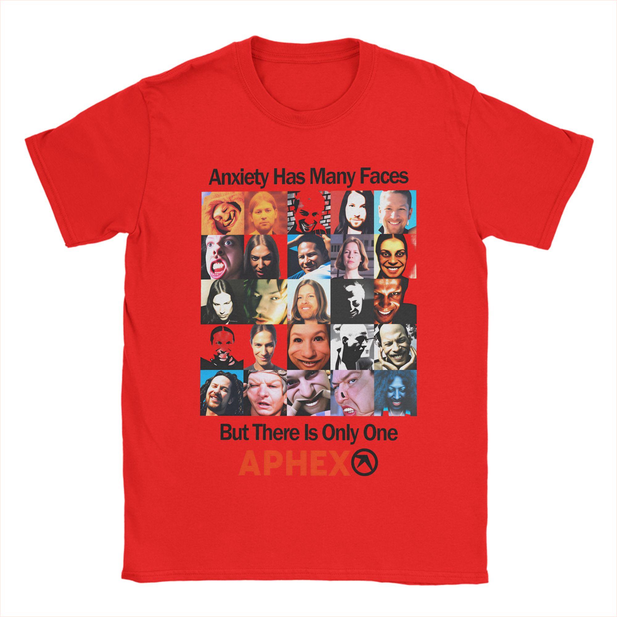 Anxiety Has Unisexy Faces Aphex Twin Unisex T Shirt  Funny Tee Shirt Short Sleeve Crewneck TShirt Cotton Summer Clothes S