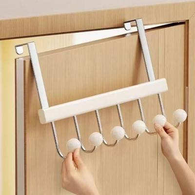 6 Hooks Over The Door Hooks Punch Free Large Capacity Clothes Coat Hooks Folding Space Saving Hanging Storage Rack for Home