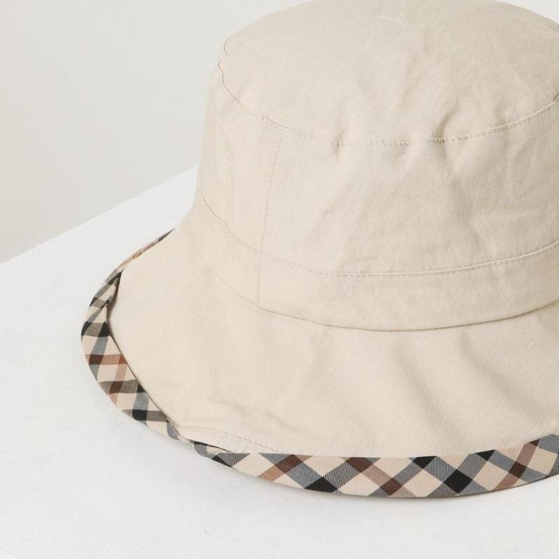 Daks Ivory Check Cotton Linen Blend Bucket Hat Dbhe2e123