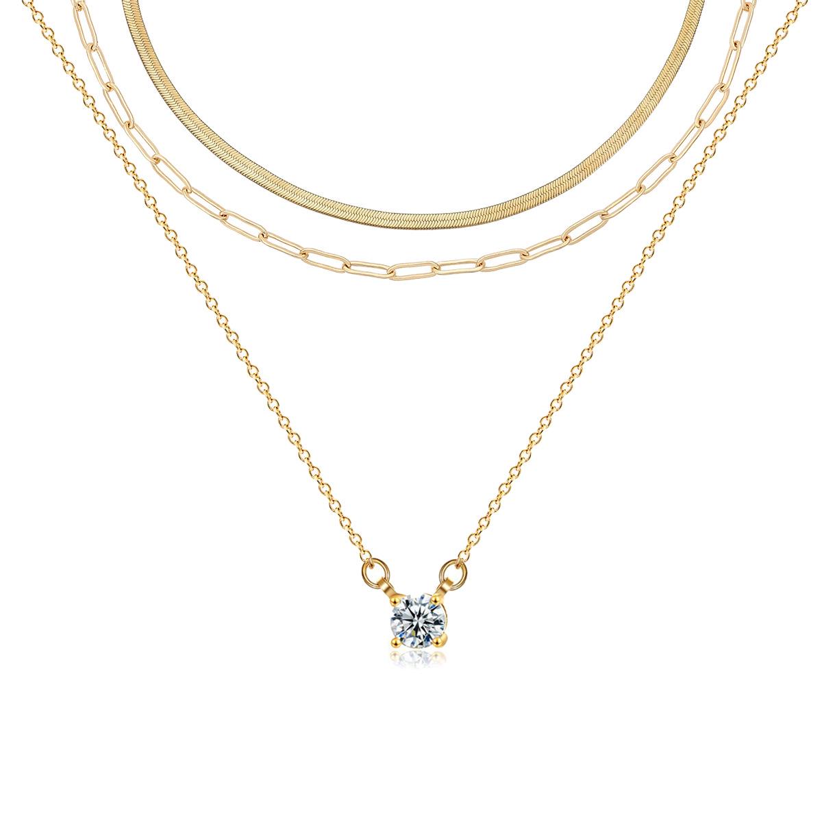 18K Gold Paperclip Chain Necklace - Stainless Steel Oval Flat  Snake Bone Design