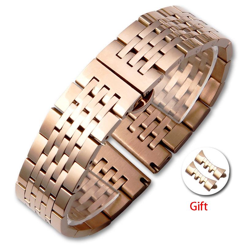 Stainless Steel Seven-Bead Watch Strap for Tissot T41, Elbow 12-24mm