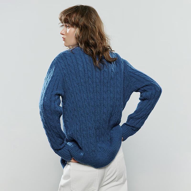 Chuyu Women's Old Money Style Stand Collar Zipper Cable Knit Sweater