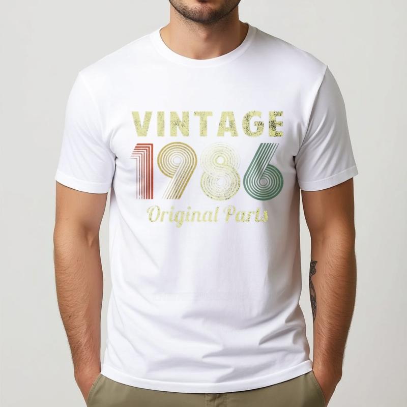 Cotton summer Teenagers t shirt Vintage 1986 Original Parts Short Sleeve Workout Oneck Top tees men cotton tshirt fashion tops