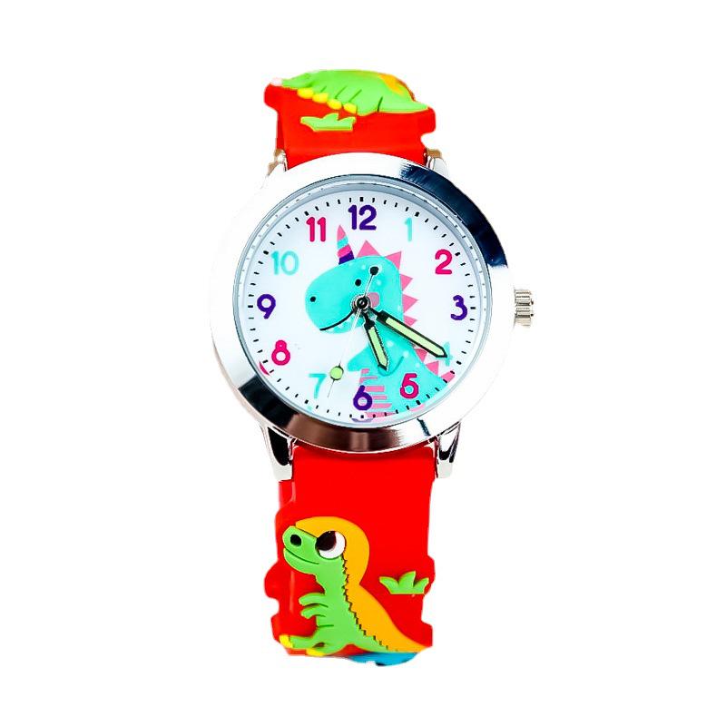 Fashionable 3D Silicone Dinosaur Quartz Watch for Kids - Cute Cartoon Animal Design