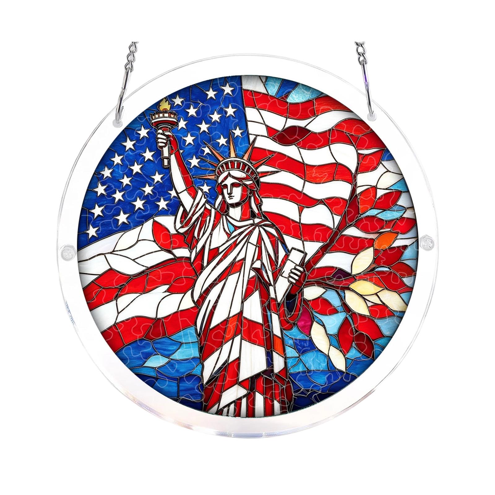

Layered Acrylic Hanging Ornament with Statue of Liberty 1776 Print Patriotic Decorative Display for Home Office Wall Art One Size