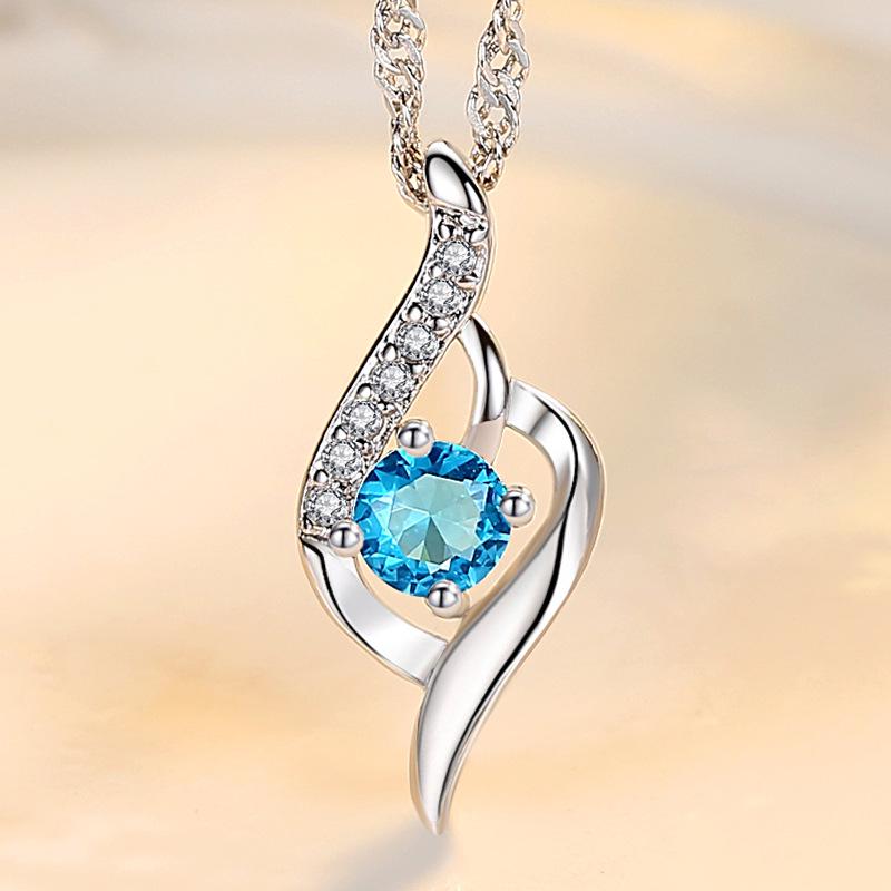 Heavenly Feather Pendant Necklace - Korean Style Crystal Jewelry, Love of the City Collection