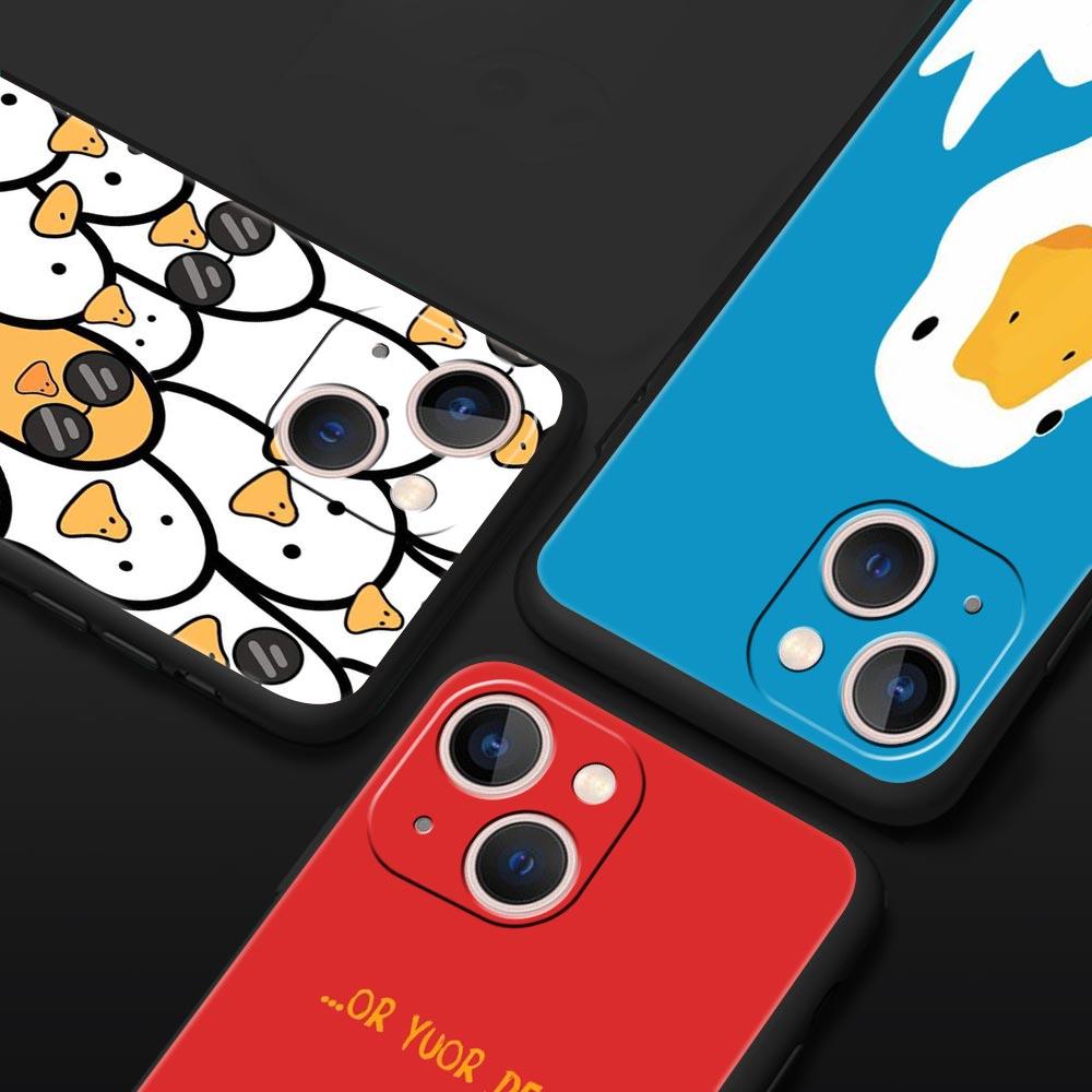 Luxus-Telefon-Kasten für iPhone 15 14 11 Pro Max 13 12 XS X XR SE3 7 8 Plus Stoßfest Cartoon süße Gans Ente Spiel Abdeckung