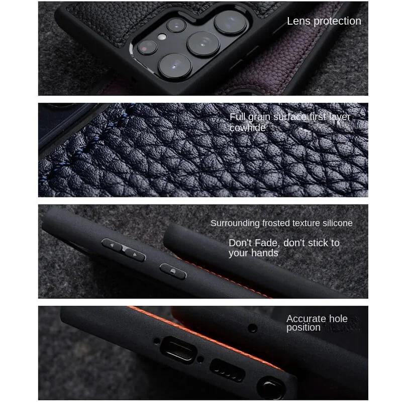 Melkco 100% Echtes Leder Case für Samsung Galaxy S23 S24 S25 Ultra Plus Premium Luxus Hülle Rindsleder Business Handyhüllen