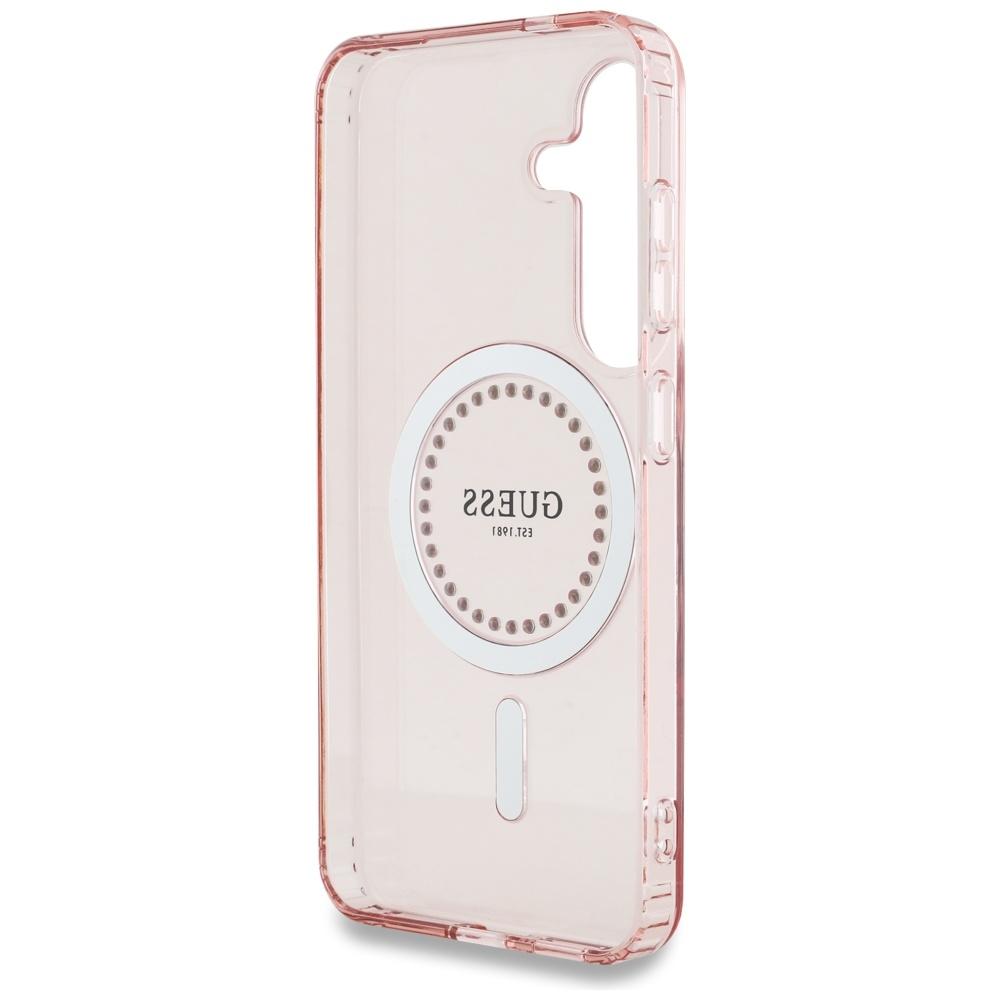 Guess Rhinestones Printed Classic Logo MagSafe Samsung Galaxy S25 Case Pink
