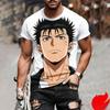 Man Anime Printed Casual Round Neck T-shirt Fashionable Comfortable Soft Breathable Minimalist Daily Large Loose T-shirt