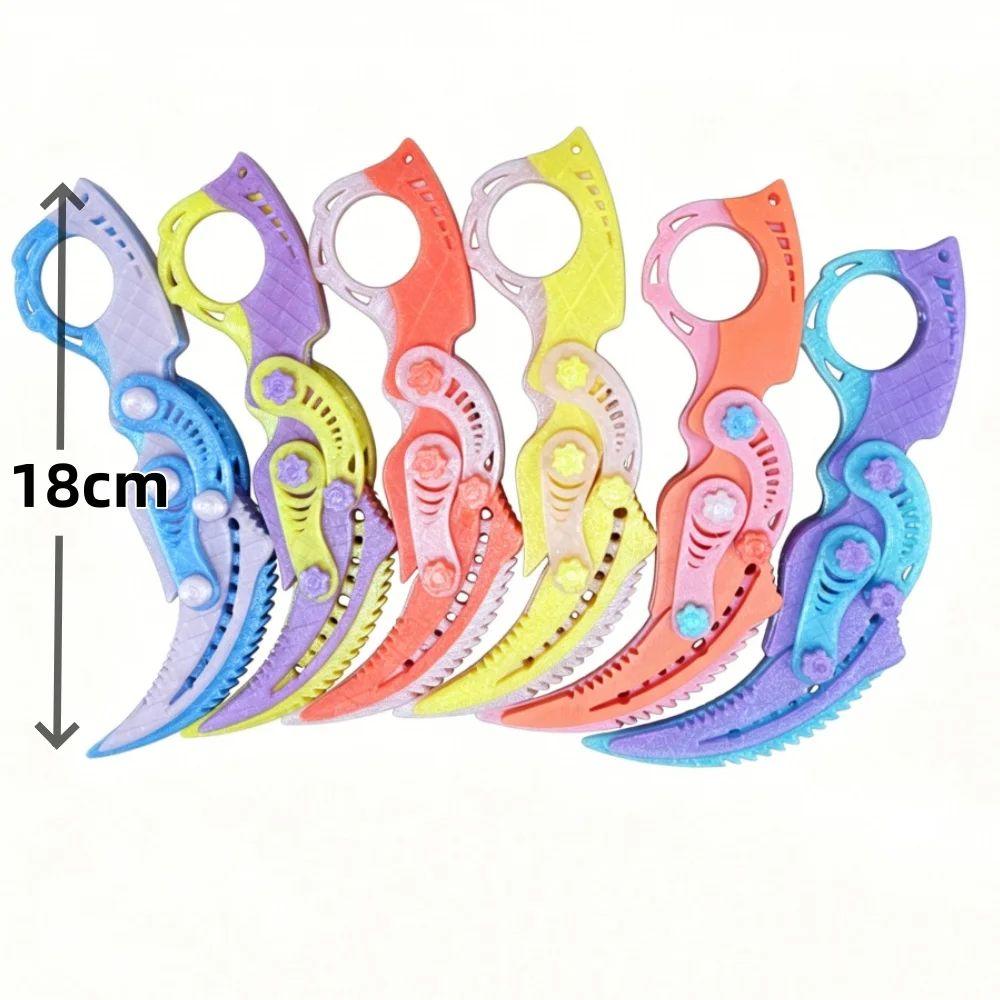 Cuchillo Garra Plegable por Gravedad Impreso en 3D Karambit Juguete Fidget Plástico Noafilado Prop de Cosplay EDC Alivio del Estrés Regalo Creativo