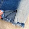 Gradient Color Denim Skirt Women's Autumn Retro High Waist Slim A-Line Short Skirt