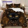Black Cat Pattern Bedding Quilt Set Quilt Cover Pillowcase Home Decoration Birthday Gift (1 * Duvet Cover + 2 * Pillowcase, Without Core)