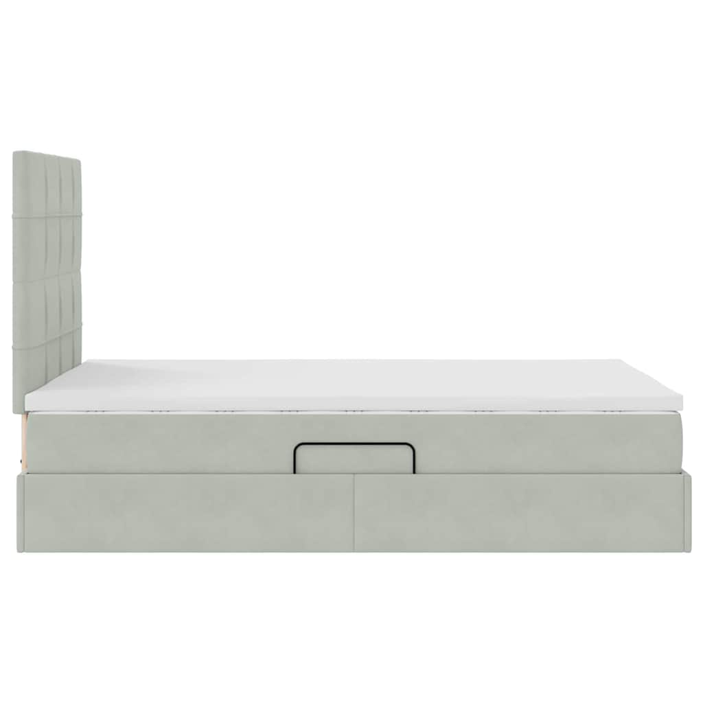 Storage Bed with Mattress Light Grey 120 x 200 cm Velvet