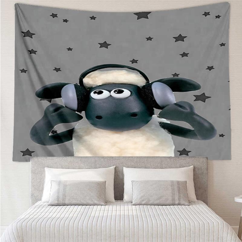 Sheep And Shaun Adventure Tapestry, Unique Design Tapestry, Wall Decor for Bedroom,Livingroom, Playroom,Heartwarming Fan Holiday Gifts