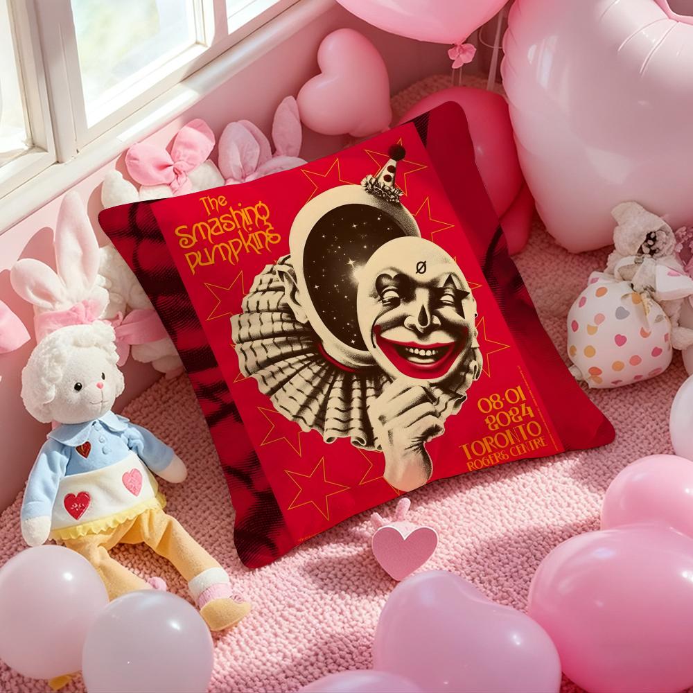 Band The S-Smashing P-Pumpkins Cushion Cover Pattern Printed Pillowcase for Living Room Sofa Cushion Cover & Bedroom Decor 12x12Inch