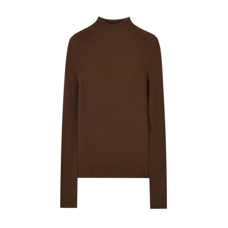 Women's Slim-Fit Cashmere Wool Sweater - Machine Washable, Half-High Collar, Autumn/Winter Design