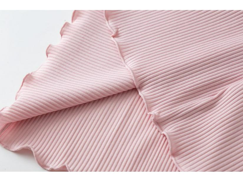 Ruffled Short-Sleeve Bra-Free T-Shirt with Integrated Breast Pads