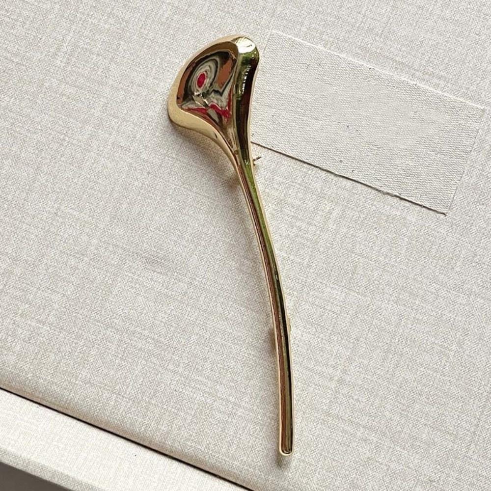Corsage Ornament Long Leaf Pin Vintage Metal Glossy Brooch Uniform Ginkgo Leaf Brooch  Women