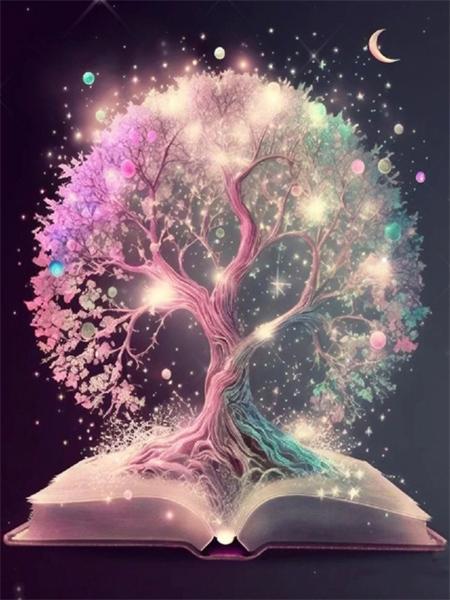 5D Diy Diamond Painting Fantasy Tree Embroidery Mosaic Book Landscape Square Round Home Decor