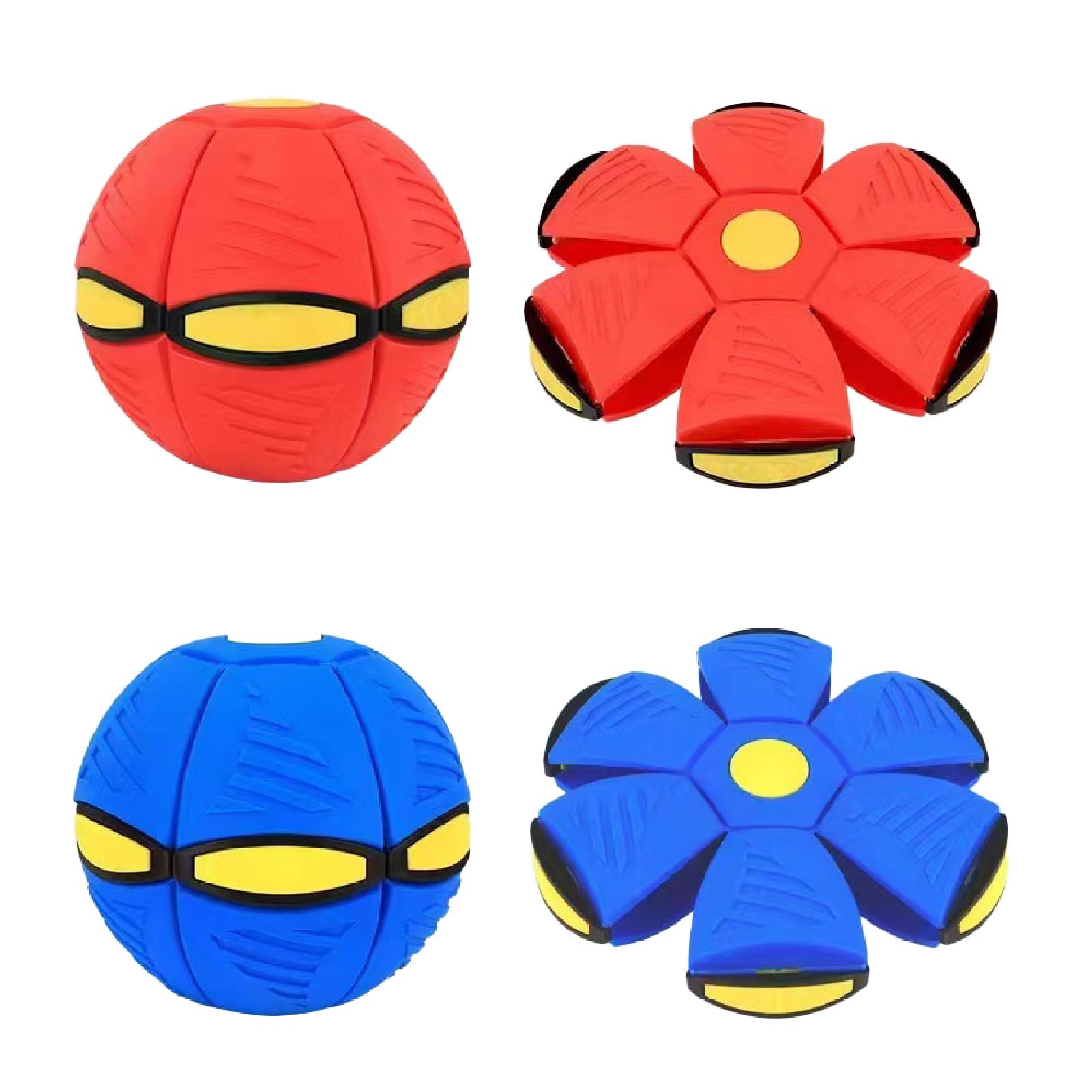 

CAWKAY Flying Disc Ball, Pet Dog Toy, Deformed Ball, Frisbee, Dog Toy, Throw, Exercise Relief, Bite-Resistant, Elastic (Red and Blue (Set of 2))