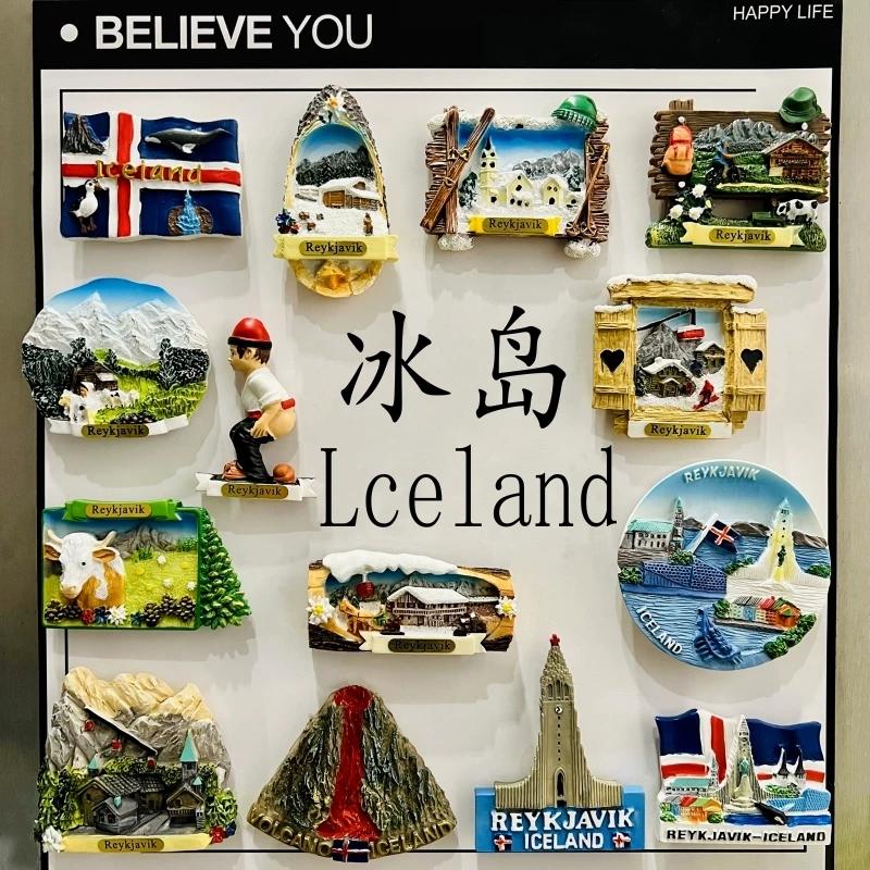 Iceland Reykjavik Resin Fridge Magnet Stickers Travel Souvenir Gift Landscape Refrigerator Magnet Home Kitchen Decor