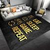 Gaming Carpet with "Eat Sleep Game Repeat" Golden Text Design Suitable for use as an anti-slip for living room bedroom sofas
