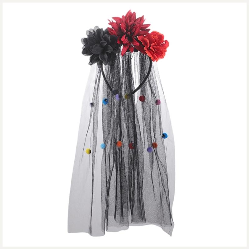 

Day of The Deads Florals Headband Dia Los Muerto Costume Halloween Flower Headpiece Rose Florals Crowns Veils for Womens