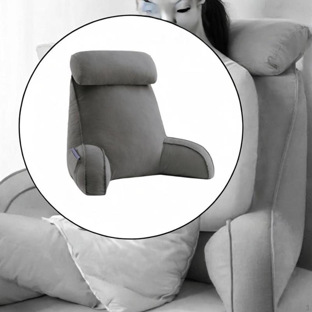 Reading Pillow for Sitting in Bed Breathable Watching TV Resting Light Gray