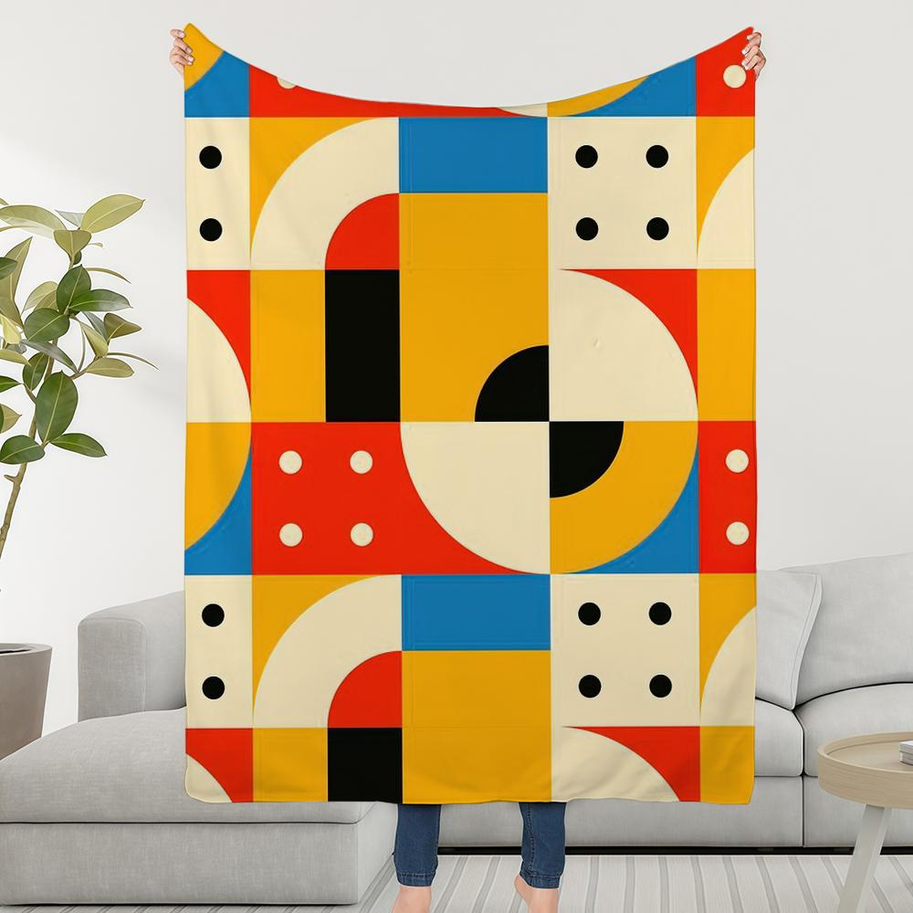 Blanket Geometric Throw Super Art Cosy Plush Living Room Sofa Couch Bauhaus Childish Birthday Gifts