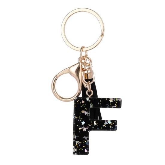 Lightweight Keychain Pendant, Sequins Star Letter A-Z Charm with Tassel, Gift Alphabet Initial Metal Keyring for Handbag Backpack Bag