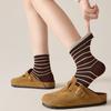 College-style Thin Stripe Pile Socks, Simple Mid-calf Socks, Women's Autumn/winter Socks
