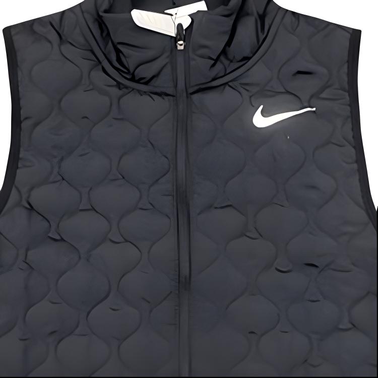 Nike Solid Color Logo Zip Warm Cotton Vest Women Vest Black DM1543-010