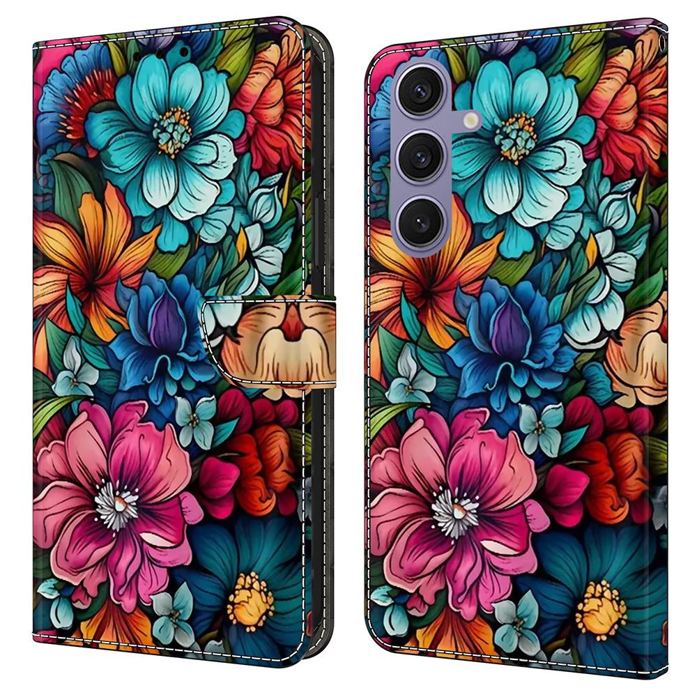 

For Samsung Galaxy S25+ Case Pattern Printed Protective Cover TPU+PU Leather Flip Phone Case Staphyllum