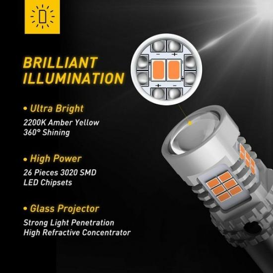 BAU15S PY21W 7507 LED Turn Signal Light Bulb Anti Hyper Flash Amber Yellow 2200K