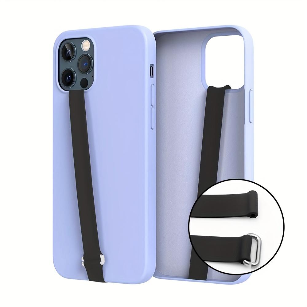 1pc Stylish Silicone Phone Case with Adjustable Wrist Strap - Portable, Secure Fit for iPhone 11/12 Pro Max, Black, elastic rope