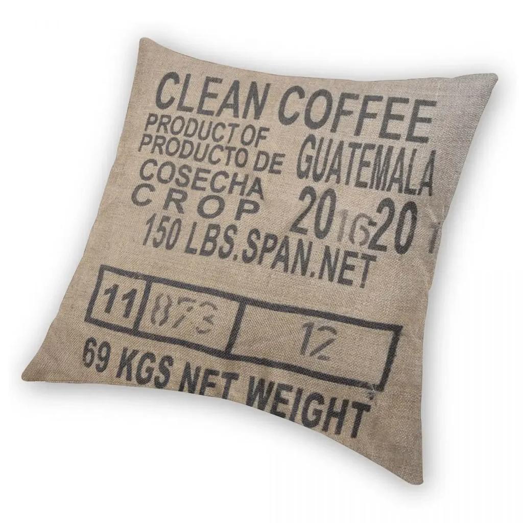 Guatemala Clean Burlap Jute Coffee Sack Pillowcase Polyester Zip Decor Throw Pillow Case Home Cushion Cover 45x45cm 18x18Inch