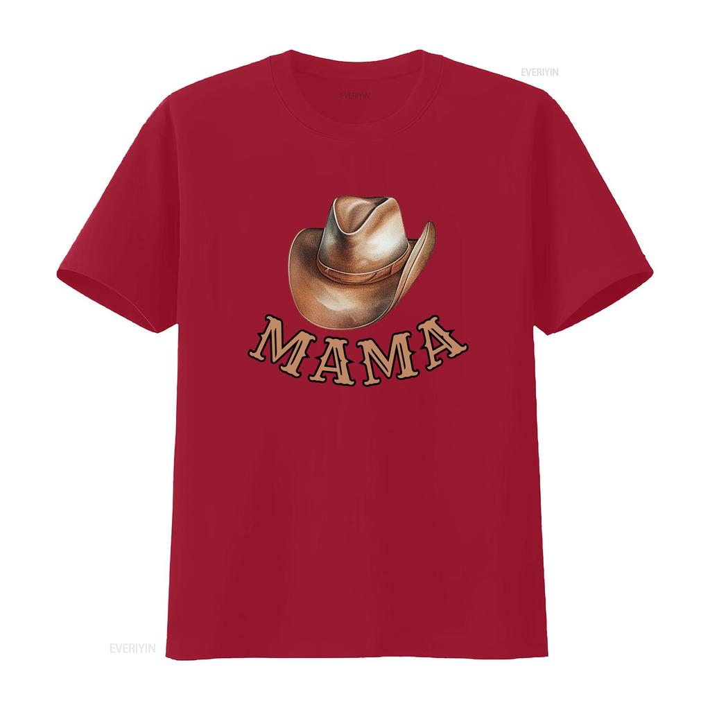 Vintage Western Cowboy Hat Mama Lettering Print Casual T Shirt Vintage Washed Slightly Versatile Graphic Unisex Stylish