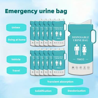 8/12/24 Stück Einweg-Urinbeutel für Erwachsene, Wirtschaftlich und Tragbar, Reise-Notfall-Urinbeutel, 750ml Tragbarer Outdoor-Einweg-Notfall-Urinbeutel für Herren