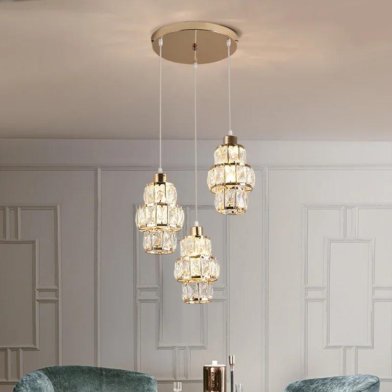 Modern Light Luxury Crystal Chandelier Living Room Ceiling Chandelier Bedroom Hanging Pendant Lamp Dining Room E27 Chandeliers