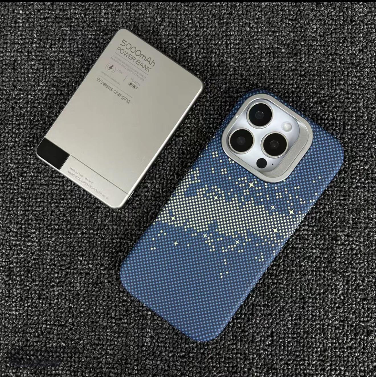 

iPhone 16 Pro Max Starry Sky Kevlar Magnetic Case with Full Lens Coverage for Apple 15 14