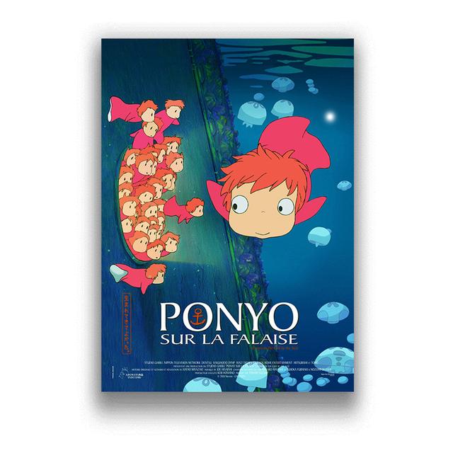 Klasický kreslený film Japonské anime Ponyo na útesu Malba na plátně do obývacího pokoje Dekorace dětského pokoje Domácí dekorace Bez rámu