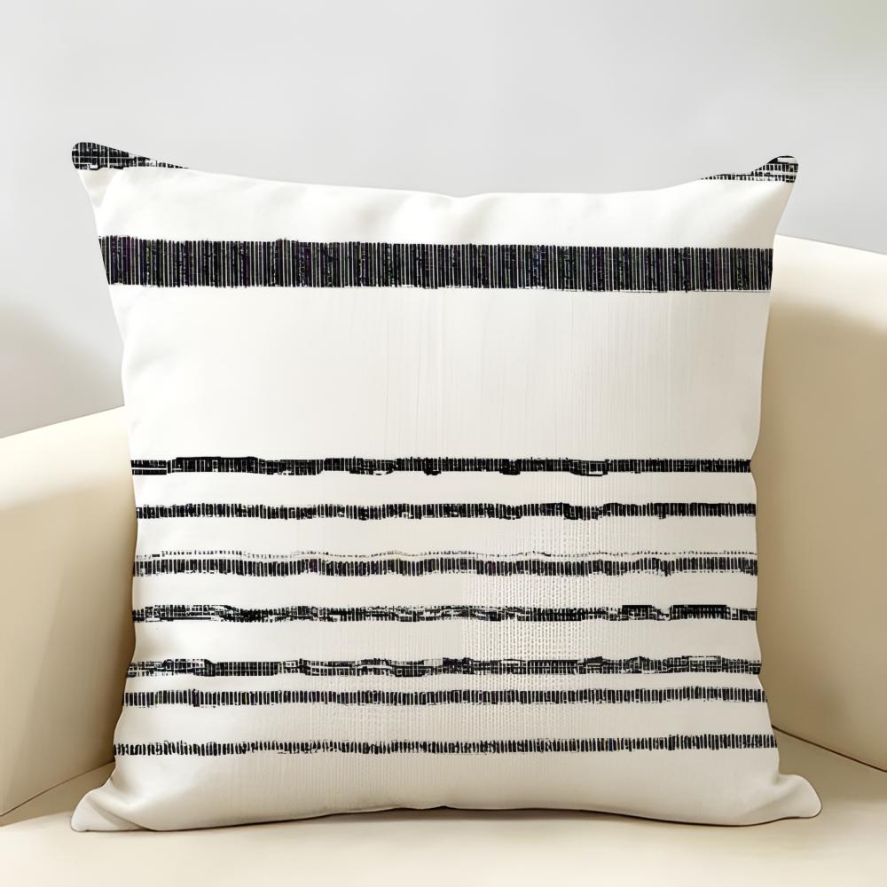 Minimalist Geometric Nordic Abstract Lines Cushion Cover Natural Linen Organic Fabric Printing Breathable Perfect For Home Decor