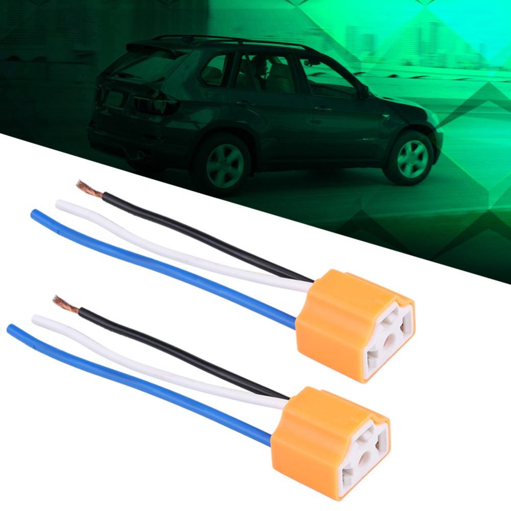 2Pcs Ceramic Ceramic Harness Plug Female Connector H4 Bulb Socket  Auto Headlight