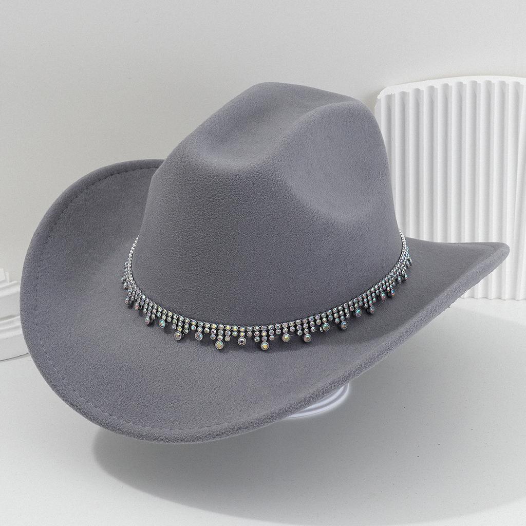 New Western Cowboy Hat Top Hat Water Drop Jewel Rhinestone Belt Bridesmaid Hat Jazz Hat Hat