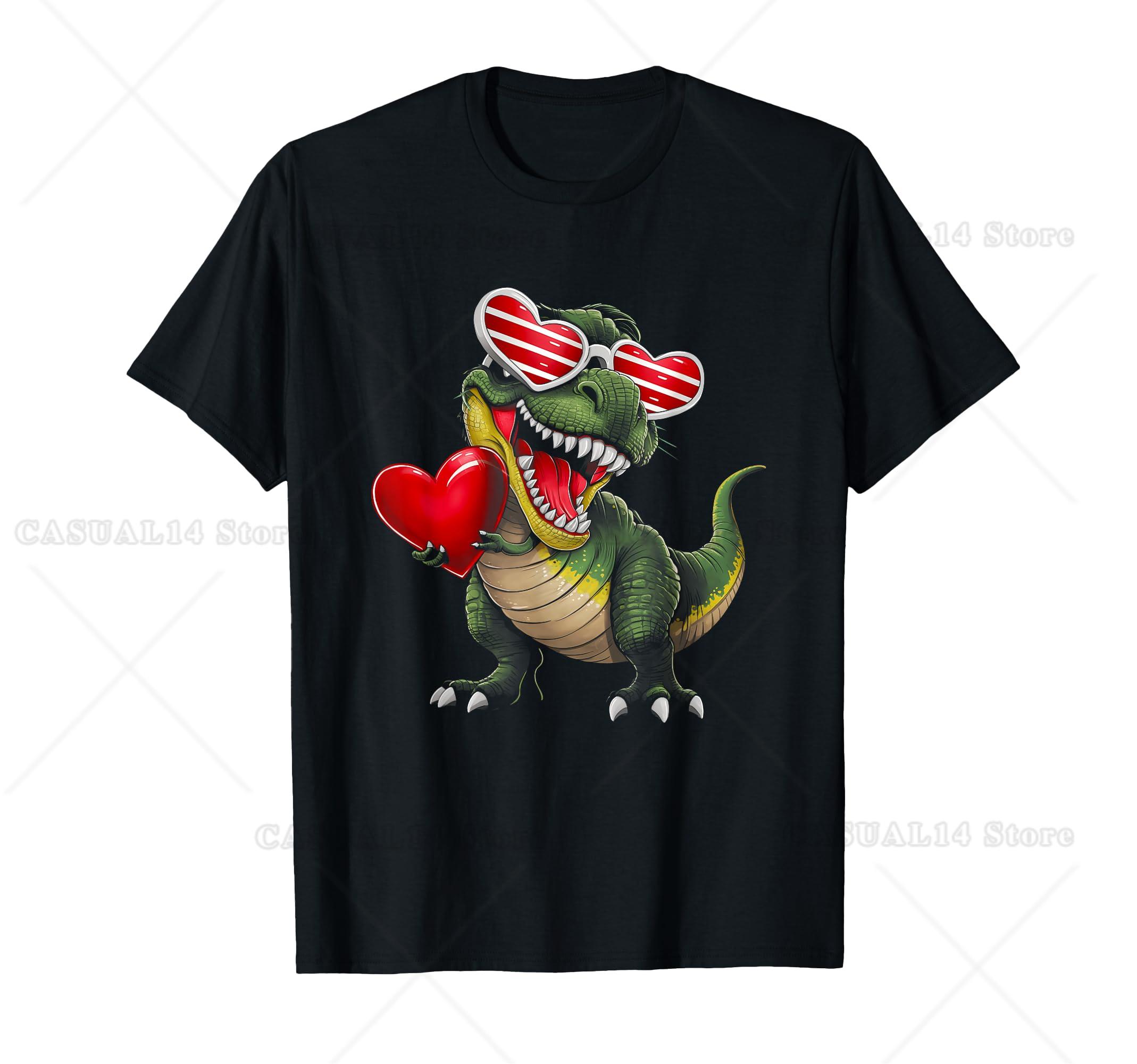 

Dinosaur Trex Holding Heart Wearing Sunglass Valentines Day T-Shirt 5XL різнокольоровий